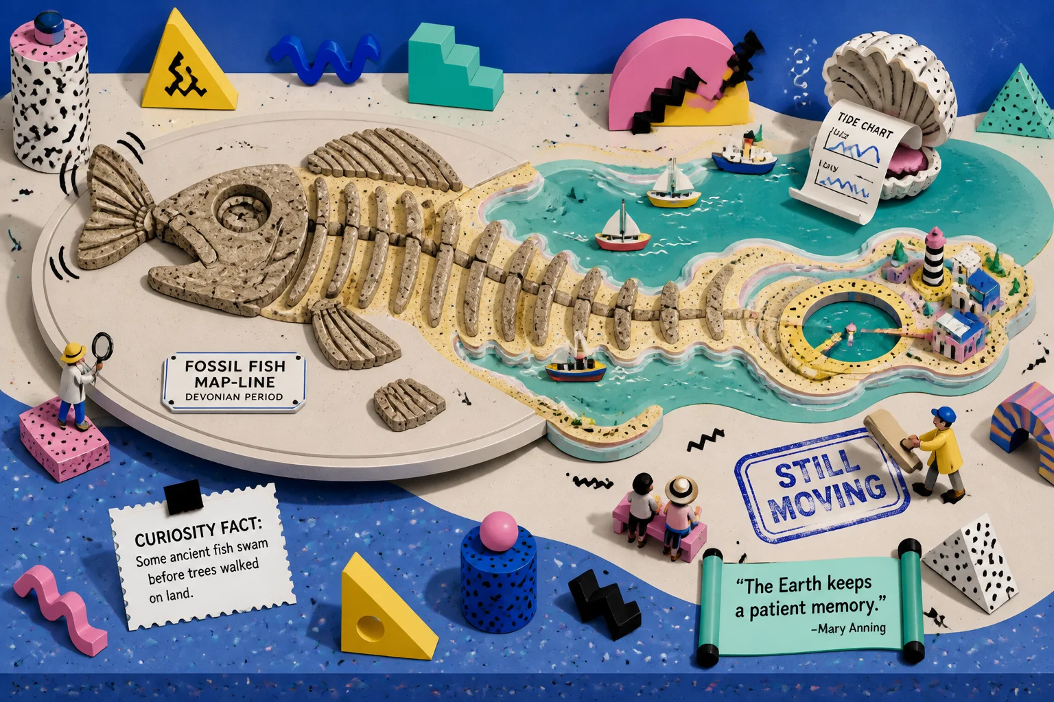 Fossil Fish Map-Line