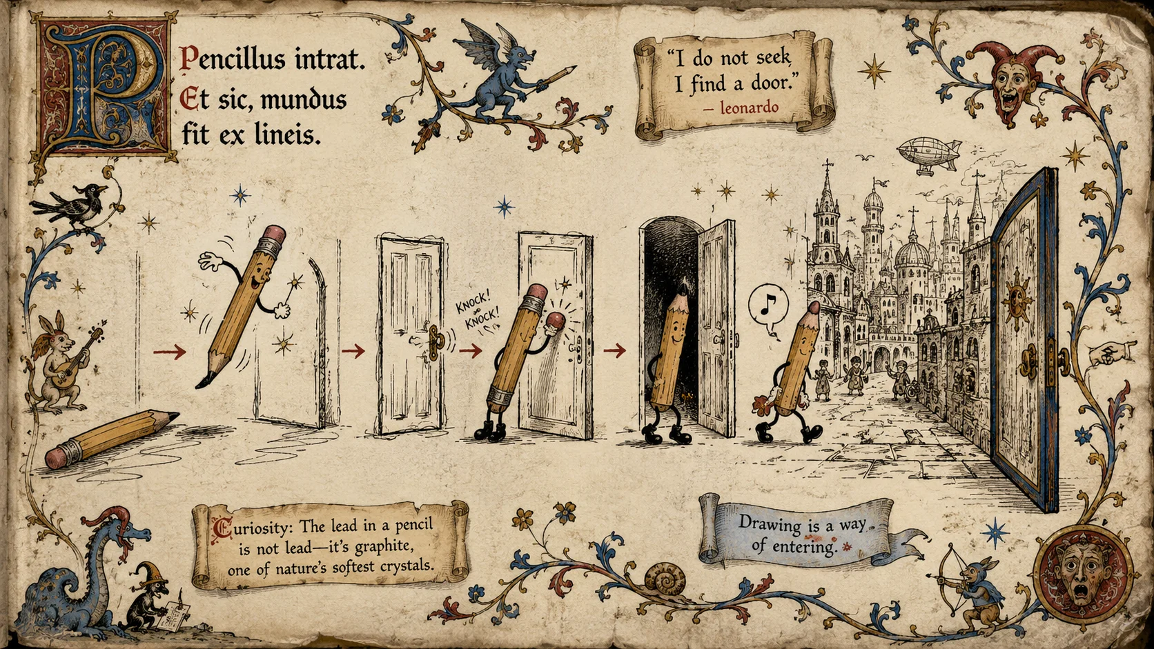 Pencil Enters Door